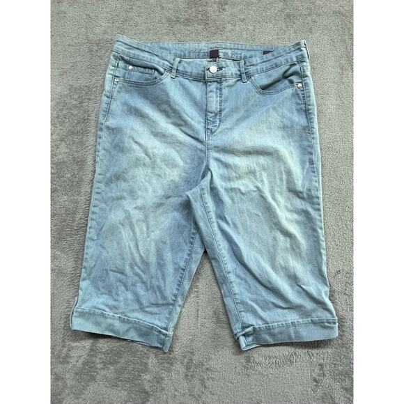 Gloria Vanderbilt Jordyn Skimmer Embroidered Cuffed Capri Blue Size 14‎ Womens - Picture 2 of 7